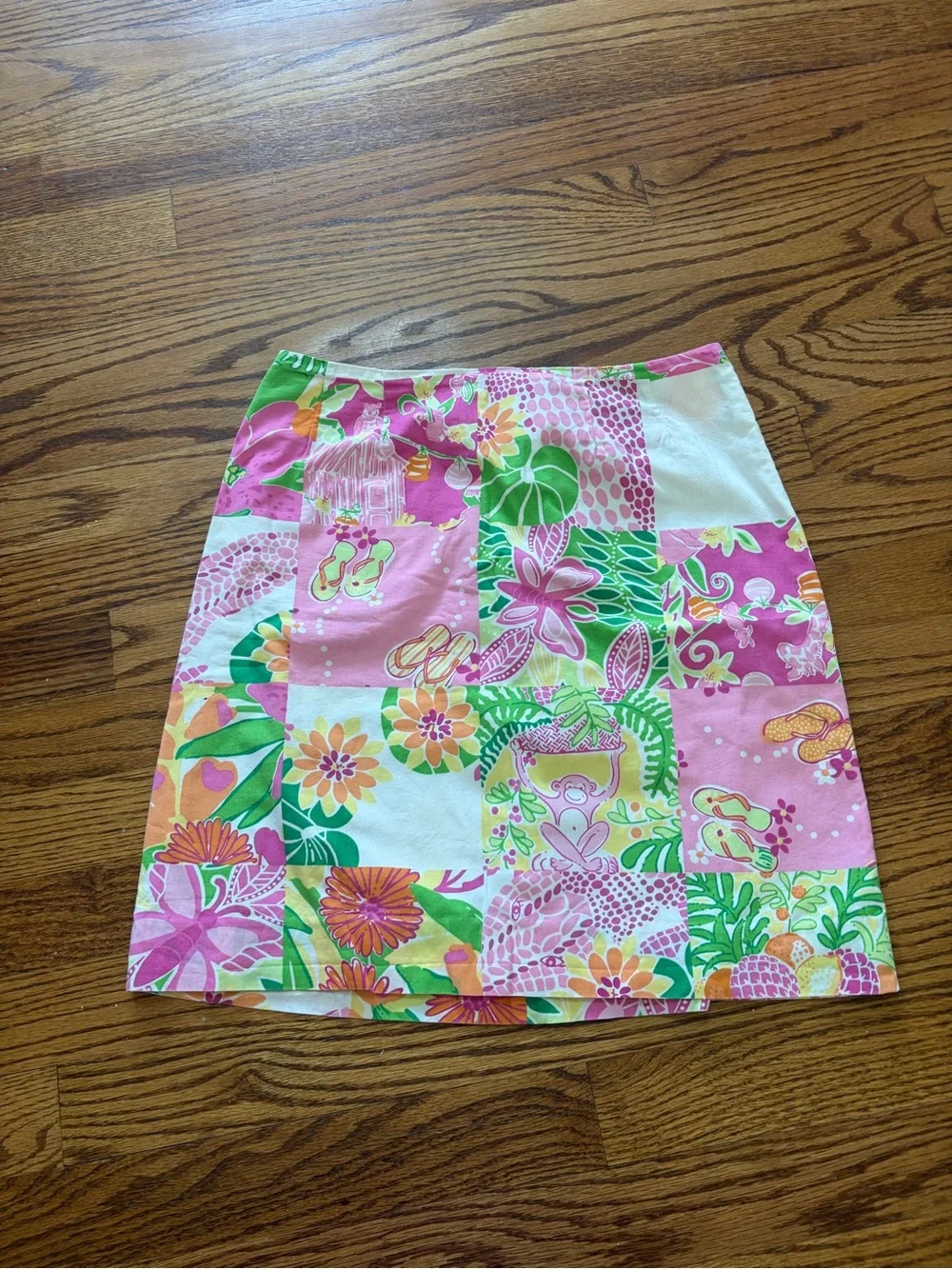 Lilly Pulitzer Patchwork Floral Mini Skirt in Pink, Green & Yellow